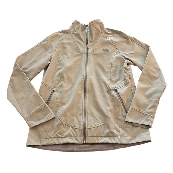The North Face Womens Sz L Full Zip Up Windwall Softshell Jacket Cream - Picture 1 of 6